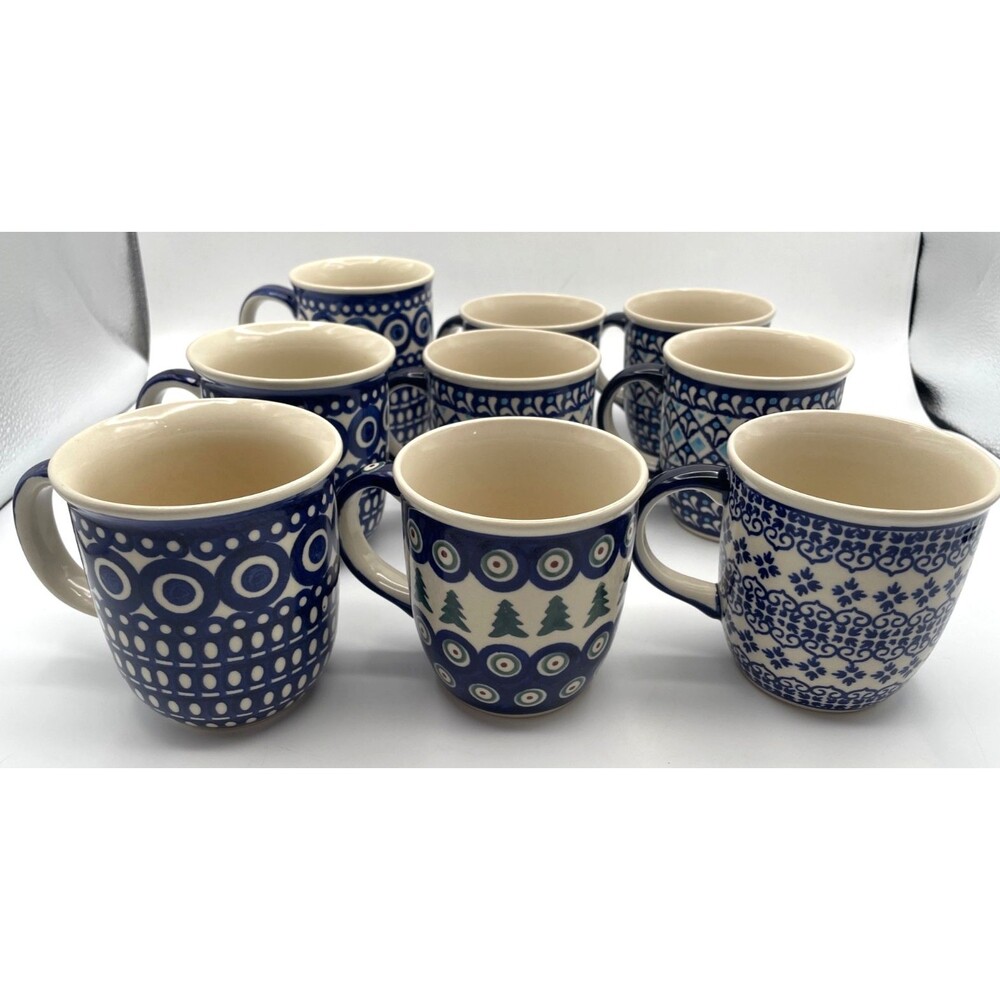 Polish Pottery 12 oz Mug Handcrafted Boleslawiec Stoneware Zaklady CHOOSE MUG